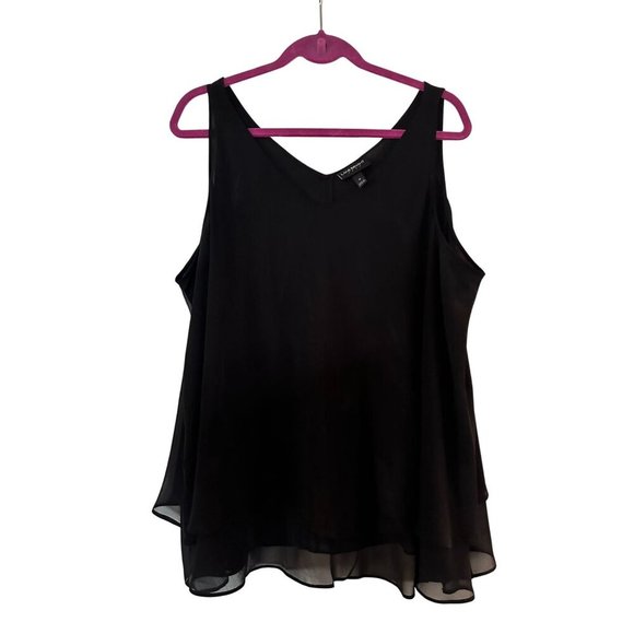Lane Bryant Womens Tank Swing Double Layer Sheer Black Size 18 - Picture 1 of 2